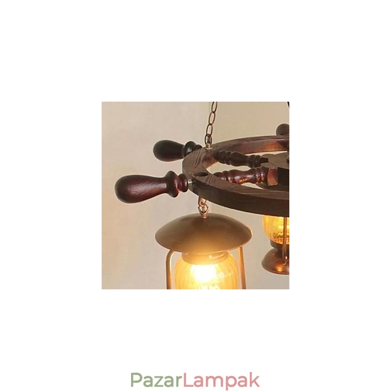 Retro festmény fa bambusz csillár