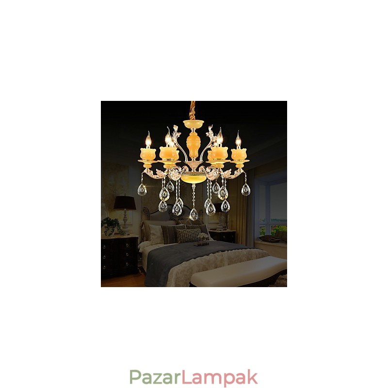 Hagyományos klasszikus cinkötvözet funkció a Crystal Mini Style fém 6 izzós csillárhoz