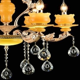 Hagyományos klasszikus cinkötvözet funkció a Crystal Mini Style fém 6 izzós csillárhoz
