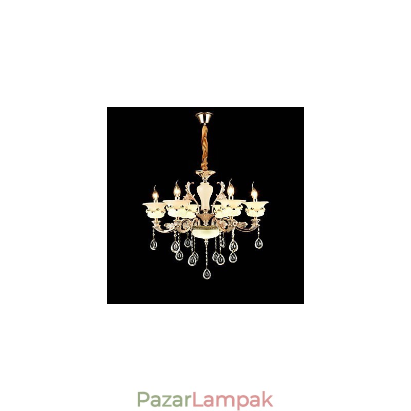 Hagyományos klasszikus cinkötvözet funkció a Crystal Mini Style fém 6 izzós csillárhoz