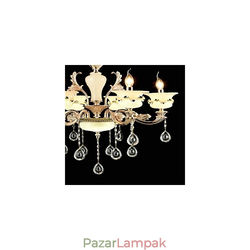 Hagyományos klasszikus cinkötvözet funkció a Crystal Mini Style fém 6 izzós csillárhoz