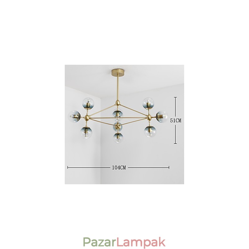 Tíz fényű, posztmodern európai stílusú Modo fém üveg függőlámpa az előtérben Ipari csillár lámpa