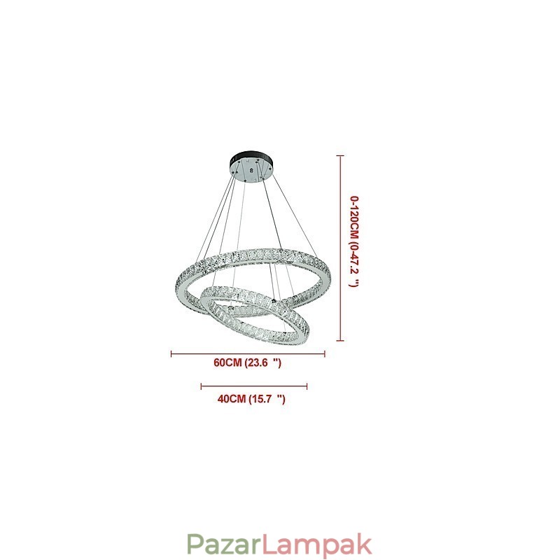 Beltéri kristálycsillár modern függesztékes mennyezeti lámpa szabályozható világító lámpa távirányítóval