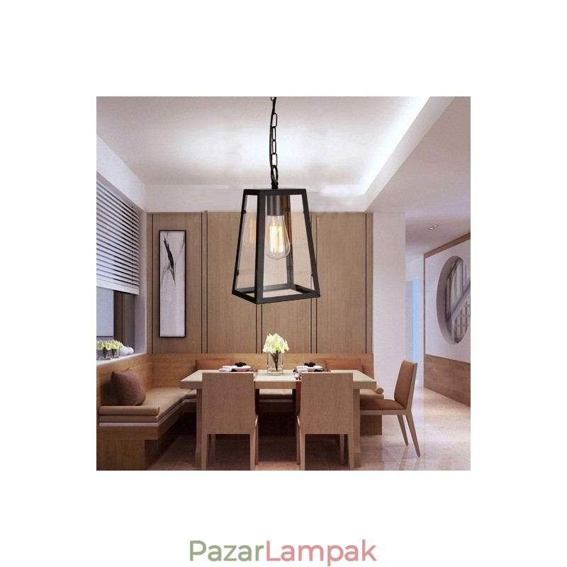 Vintage fém függőlámpa üveg ernyővel