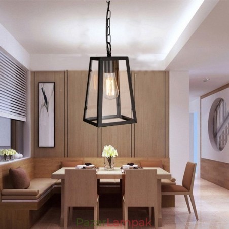 Vintage fém függőlámpa üveg ernyővel