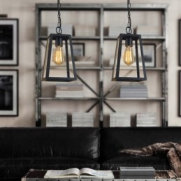 Vintage fém függőlámpa üveg ernyővel