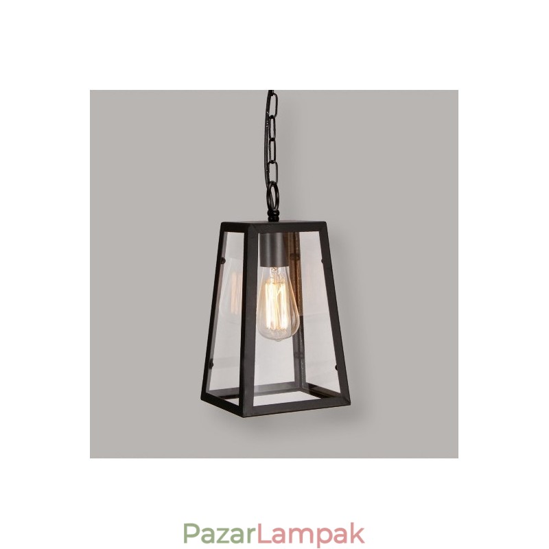 Vintage fém függőlámpa üveg ernyővel