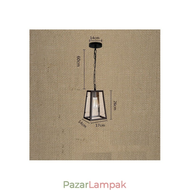 Vintage fém függőlámpa üveg ernyővel