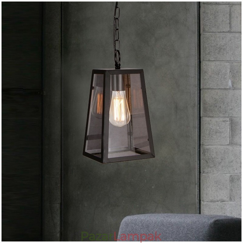 Vintage fém függőlámpa üveg ernyővel