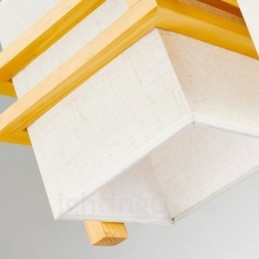 1 Light Wood Retro Vintage függőlámpa szövet ernyővel