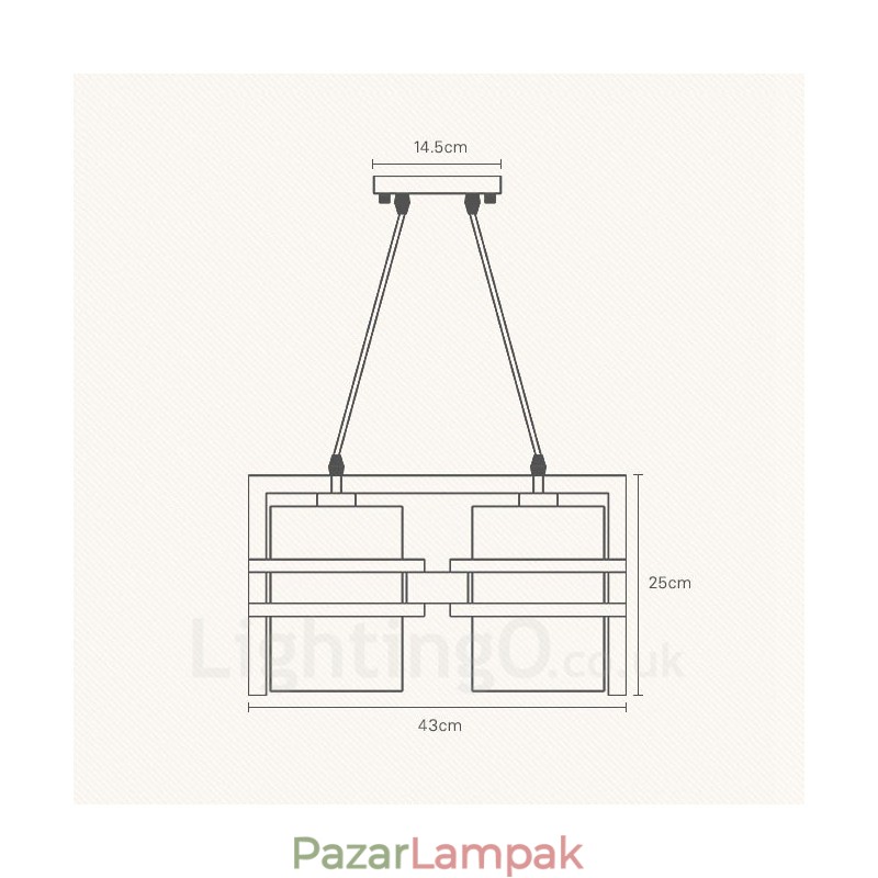 2 Light Wood Retro Vintage függőlámpa szövet ernyővel