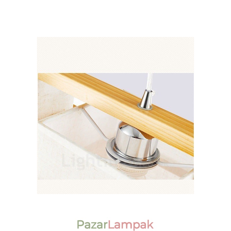 2 Light Wood Retro Vintage függőlámpa szövet ernyővel