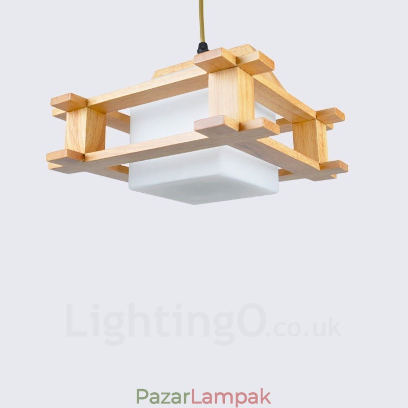 1 Világos fa Modern kortárs skandináv stílusú függőlámpa üvegernyővel