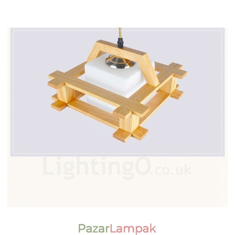 1 Világos fa Modern kortárs skandináv stílusú függőlámpa üvegernyővel