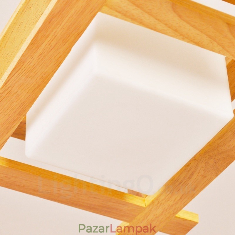 1 Világos fa Modern kortárs skandináv stílusú függőlámpa üvegernyővel