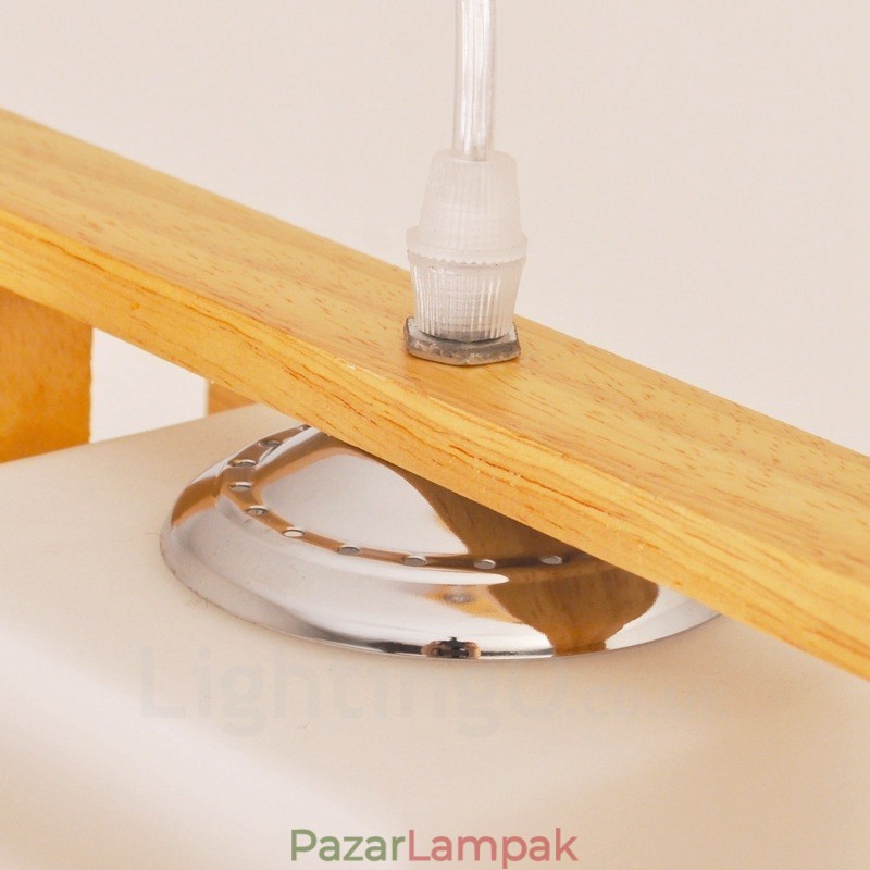 2 Világos fa Modern modern, skandináv stílusú függeszték, üvegernyővel