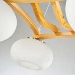 4 Világos fa rusztikus Lodge függőlámpa üvegernyővel