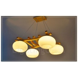 4 Világos fa rusztikus Lodge függőlámpa üvegernyővel