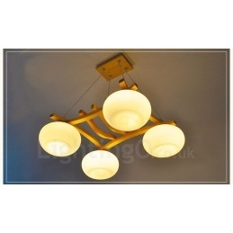 4 Világos fa rusztikus Lodge függőlámpa üvegernyővel