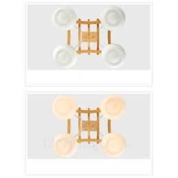 4 Világos fa rusztikus Lodge függőlámpa üvegernyővel