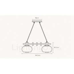 4 Világos fa rusztikus Lodge függőlámpa üvegernyővel