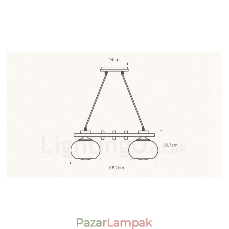 4 Világos fa rusztikus Lodge függőlámpa üvegernyővel