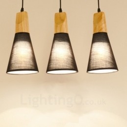 3 Light Wood Modern, modern függőlámpa szövet ernyővel