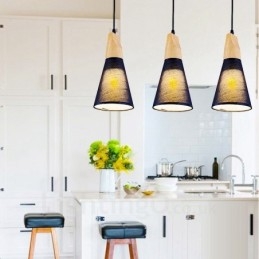 3 Light Wood Modern, modern függőlámpa szövet ernyővel