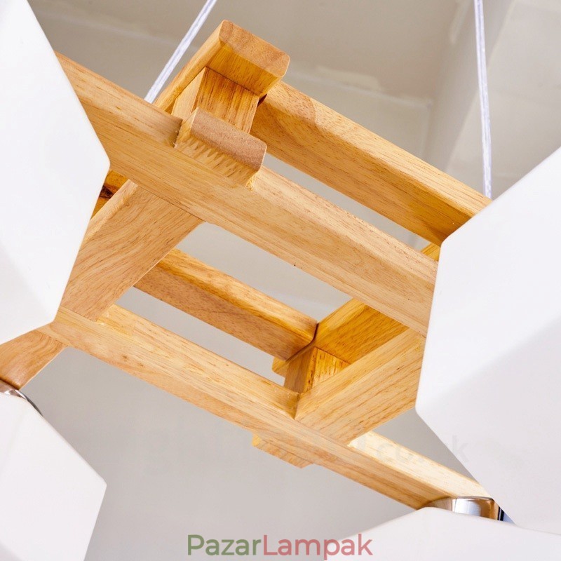 4 Világos fa Modern kortárs skandináv stílusú függőlámpa üvegernyővel