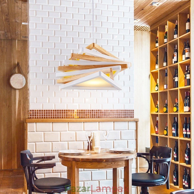 1 Light Wood Modern, kortárs függőlámpa fa ernyővel