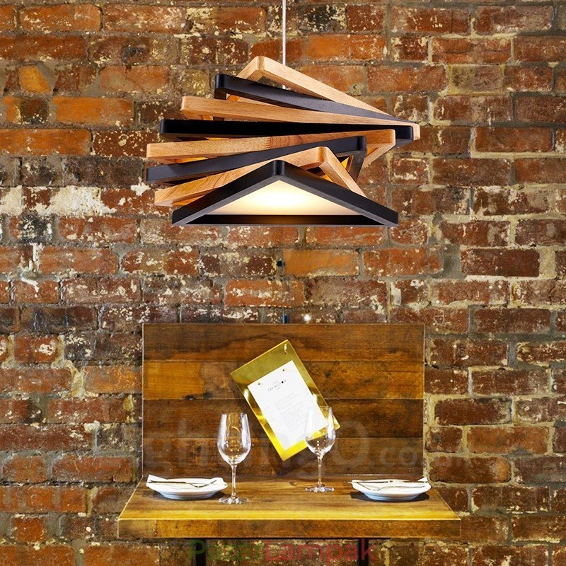 1 Light Wood Modern, kortárs függőlámpa fa ernyővel