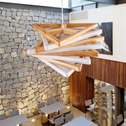 1 Light Wood Modern, kortárs függőlámpa fa ernyővel