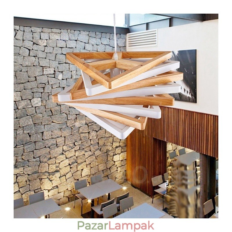 1 Light Wood Modern, kortárs függőlámpa fa ernyővel