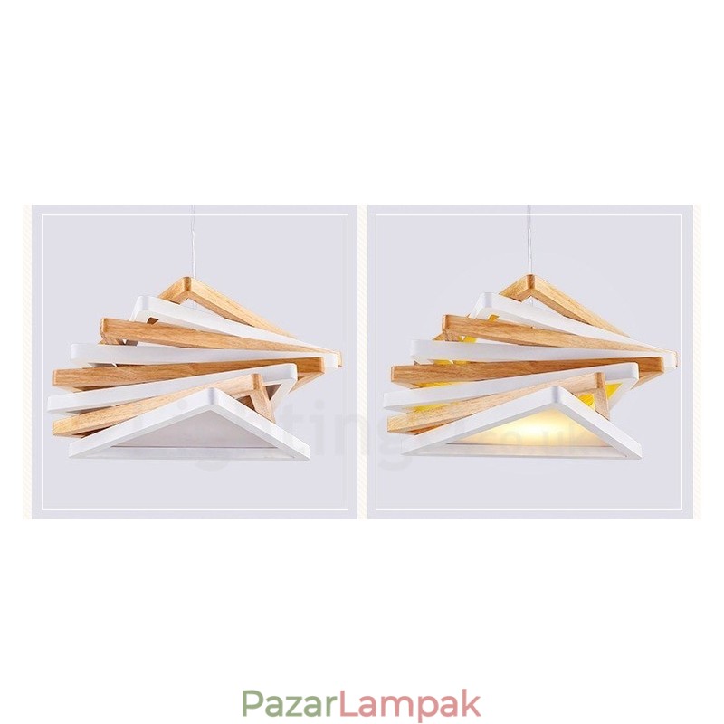 1 Light Wood Modern, kortárs függőlámpa fa ernyővel
