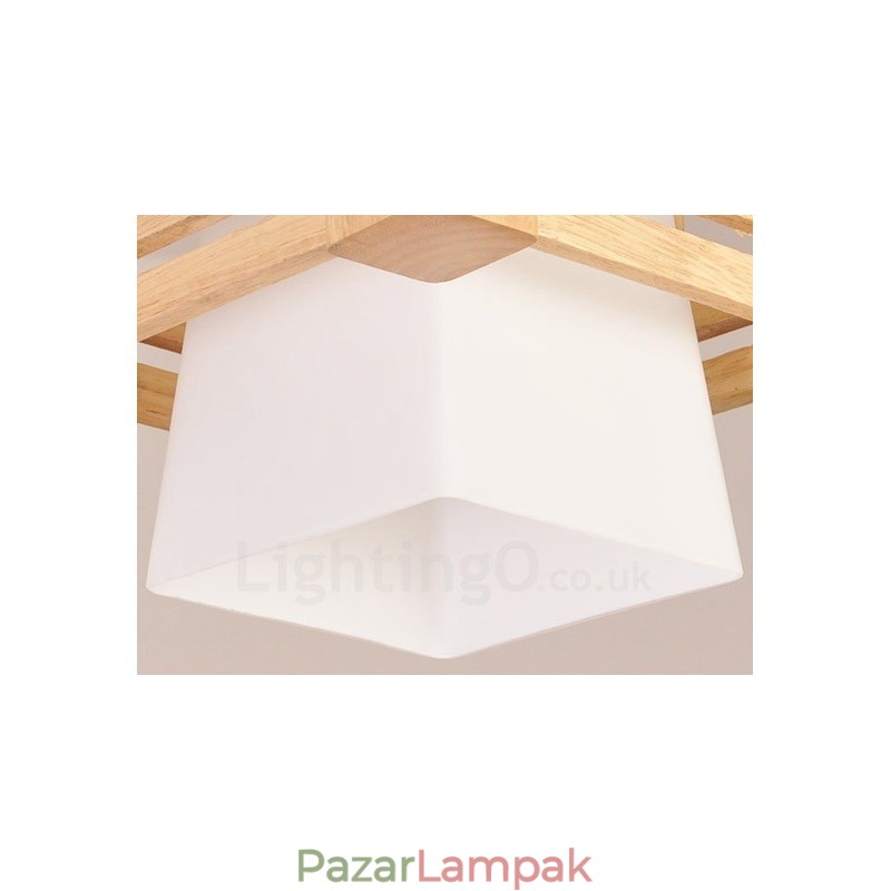 1 Világos fa Modern kortárs skandináv stílusú függőlámpa szövet ernyővel