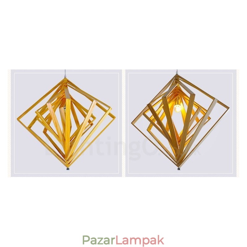 1 Világos fa Modern modern, skandináv stílusú függőlámpa fa ernyővel