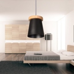 1 Világos fa Modern kortárs skandináv stílusú függőlámpa vasernyővel