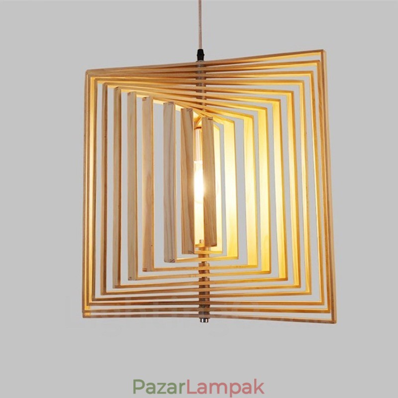 1 Világos fa Modern modern, skandináv stílusú függőlámpa fa ernyővel