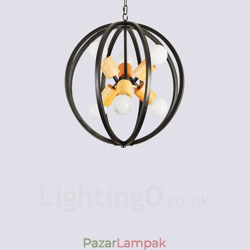 6 Light Iron Retro Vintage függőlámpa vasernyővel