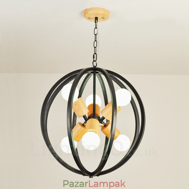 6 Light Iron Retro Vintage függőlámpa vasernyővel