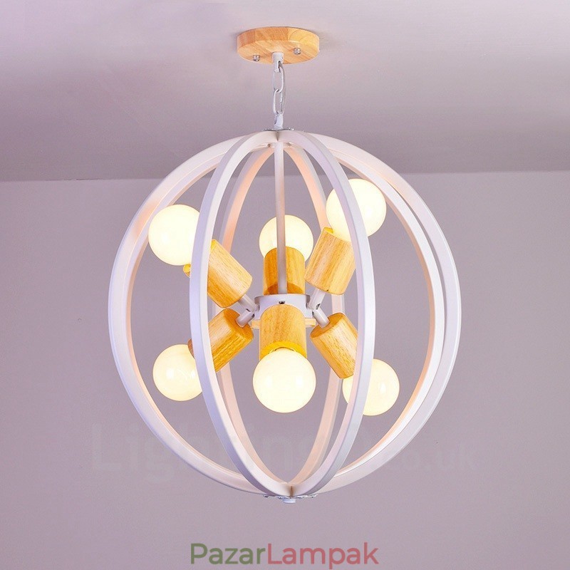 6 Light Iron Retro Vintage függőlámpa vasernyővel