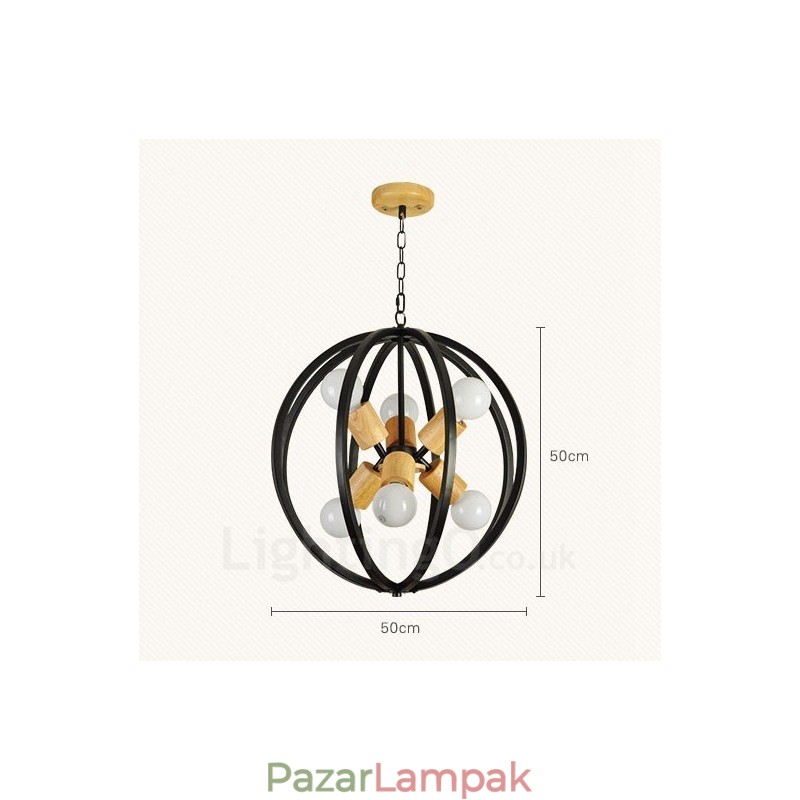 6 Light Iron Retro Vintage függőlámpa vasernyővel