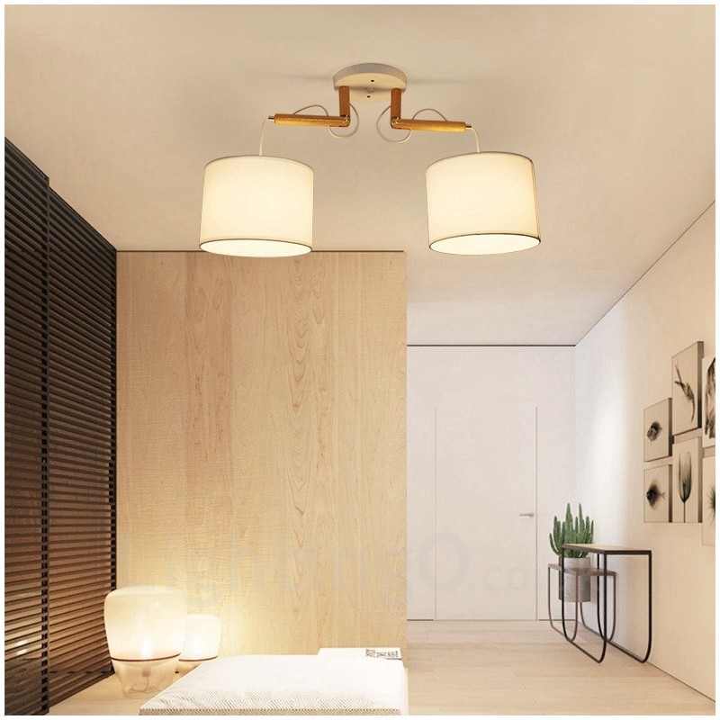 2 Light Wood Modern modern függeszték szövet ernyővel