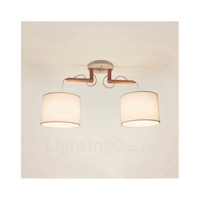 2 Light Wood Modern modern függeszték szövet ernyővel