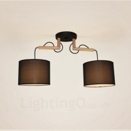 2 Light Wood Modern modern függeszték szövet ernyővel