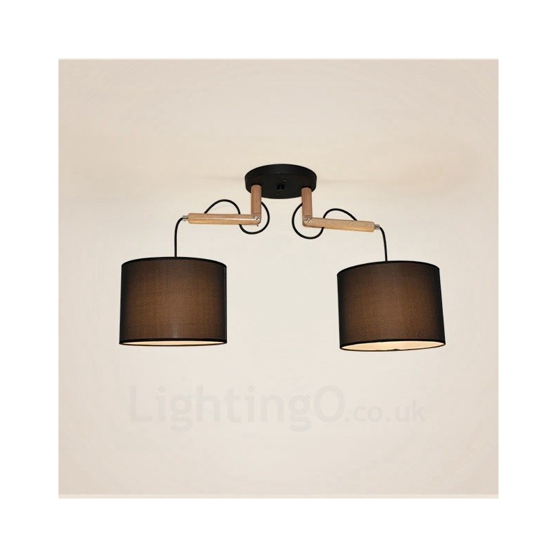 2 Light Wood Modern modern függeszték szövet ernyővel