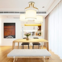 3 Light Wood Modern, modern függőlámpa szövet ernyővel