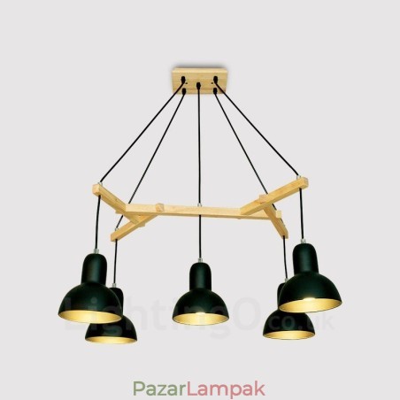 5 Light Wood Modern, kortárs függőlámpa vasernyővel 5 Light Wood Modern, kortárs függőlámpa vasernyővel
