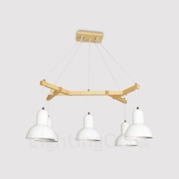 5 Light Wood Modern, kortárs függőlámpa vasernyővel