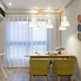 5 Light Wood Modern, kortárs függőlámpa vasernyővel